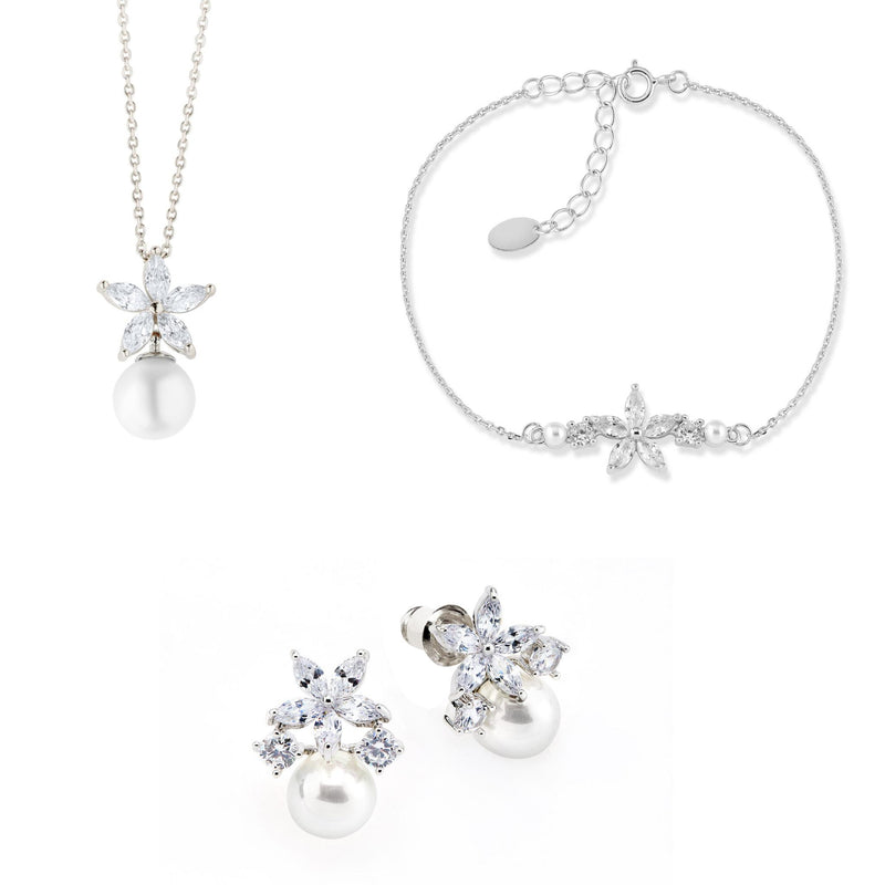 Ensemble Fleur argent, S925