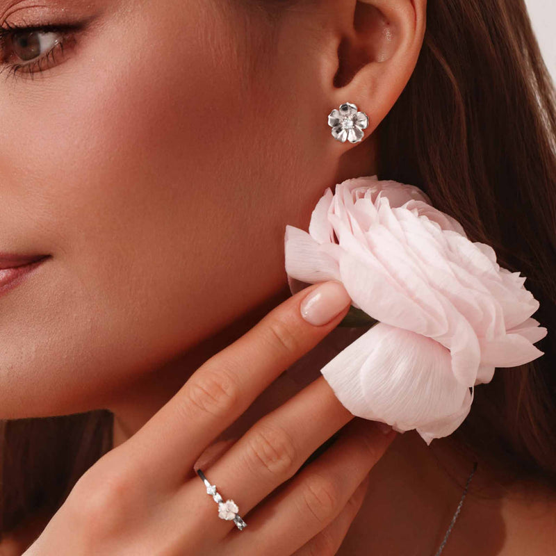 Orecchini Magnolia argento