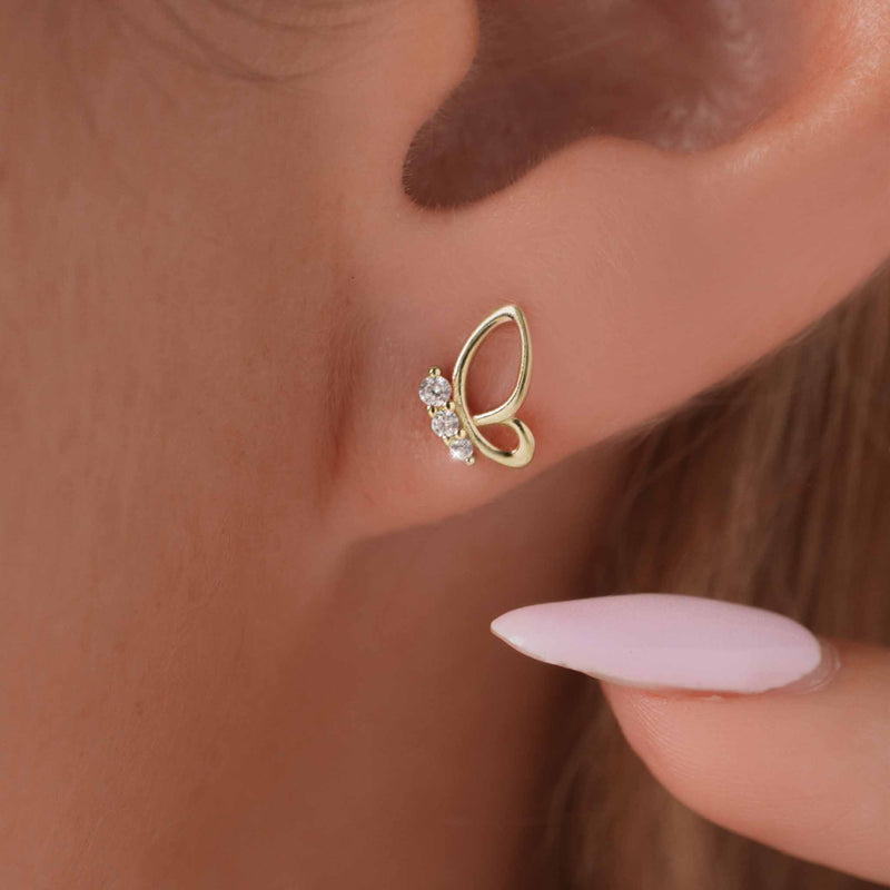 Mini vlinder oorbellen