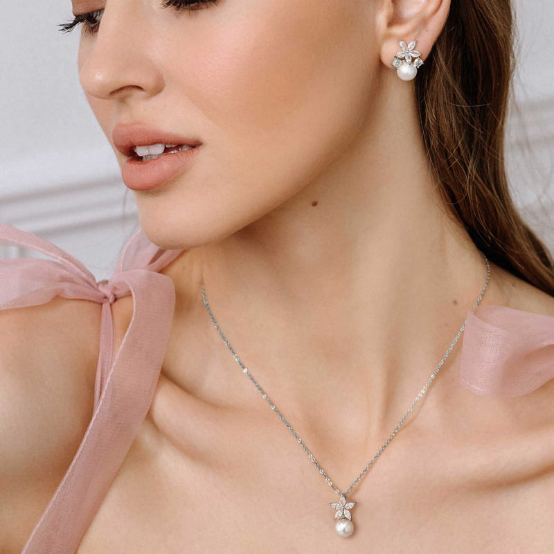 Ensemble Fleur argent, S925