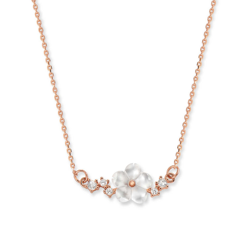 Sparkle Flower Necklace, Rose Gold, S925