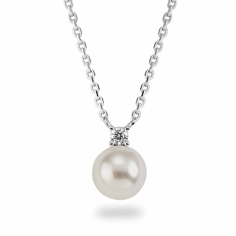 Collana fiore con perla, argento sterling S925
