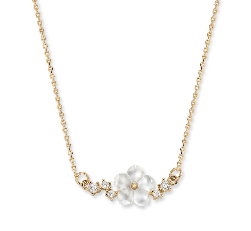 Gold Sparkle Flower Necklace, S925