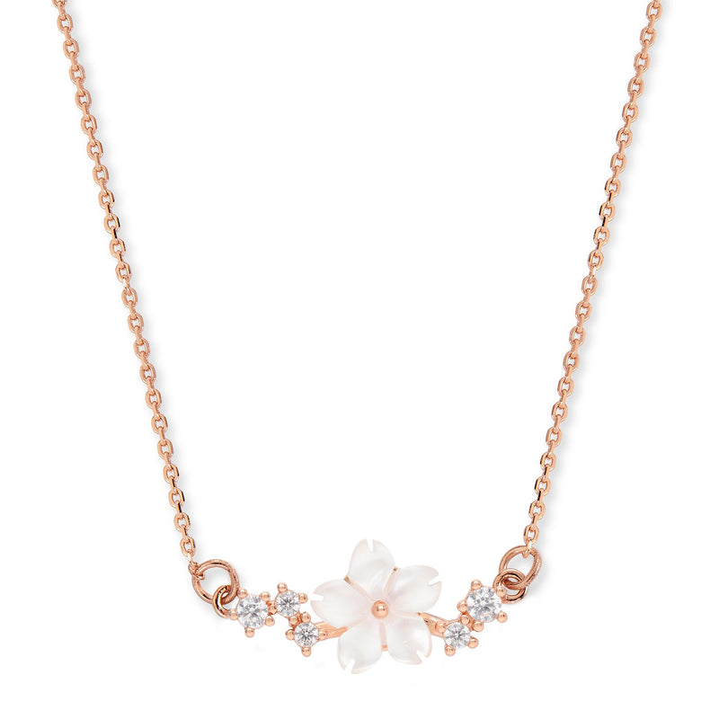 Sparkle Flower Necklace - Rose Gold
