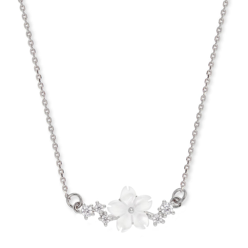 Sparkle Flower Necklace - Silver