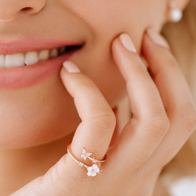 Bague Butterfly or rose