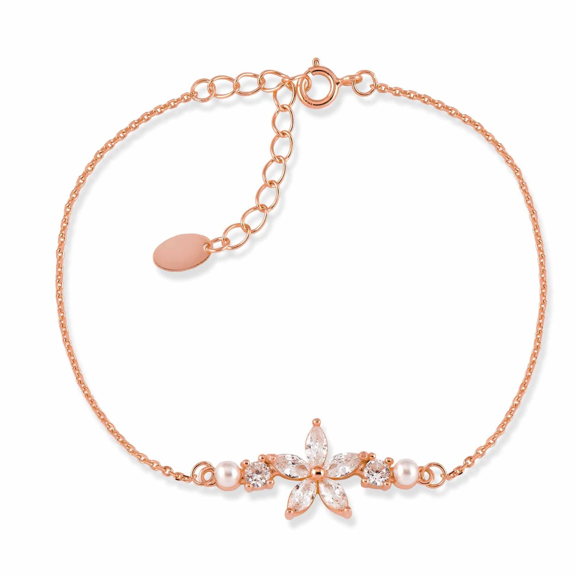 Bracelet pendentif rose fleur rose avec perles de cristal, bracelet de  bricolage en or rose femme, 7,87 pouces + 1,57 pouces, cadeau pour la  famille ou les amis