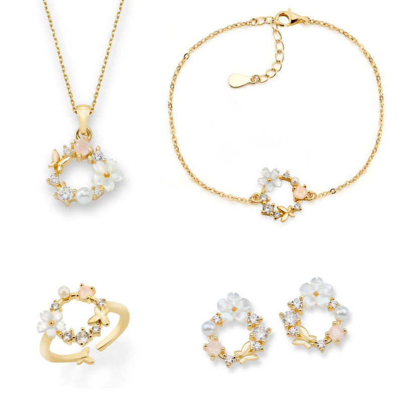 Ensemble Fleurs de Printemps Or