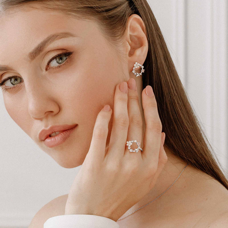 Ensemble de Fleurs de Printemps argent, S925