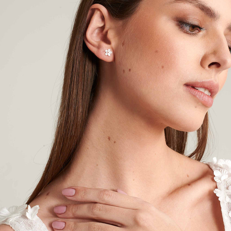 Orecchini fiore in madreperla Argento, S925