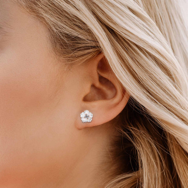 Orecchini Fiore di madreperla - 375 oro rosa