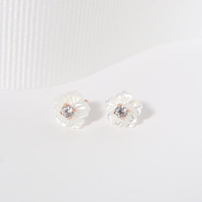 Orecchini Fiore di madreperla - 375 oro rosa