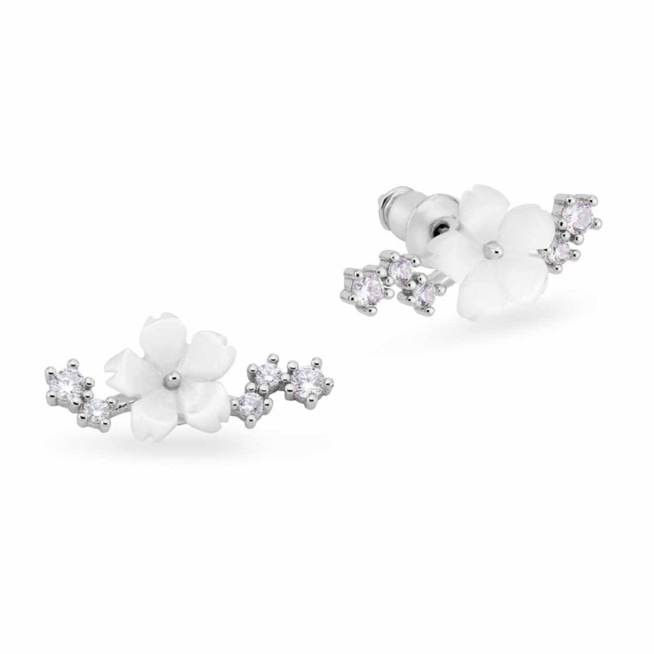 Sparkle Boucles d'oreilles Fleurs Argent, S925