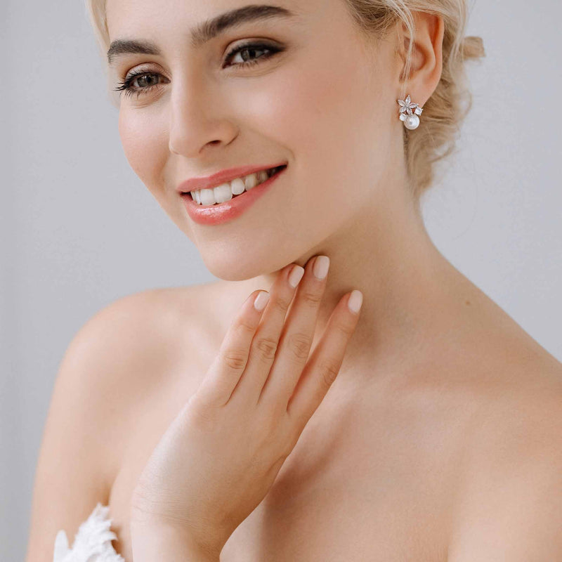 Silver Pearl Flower Set