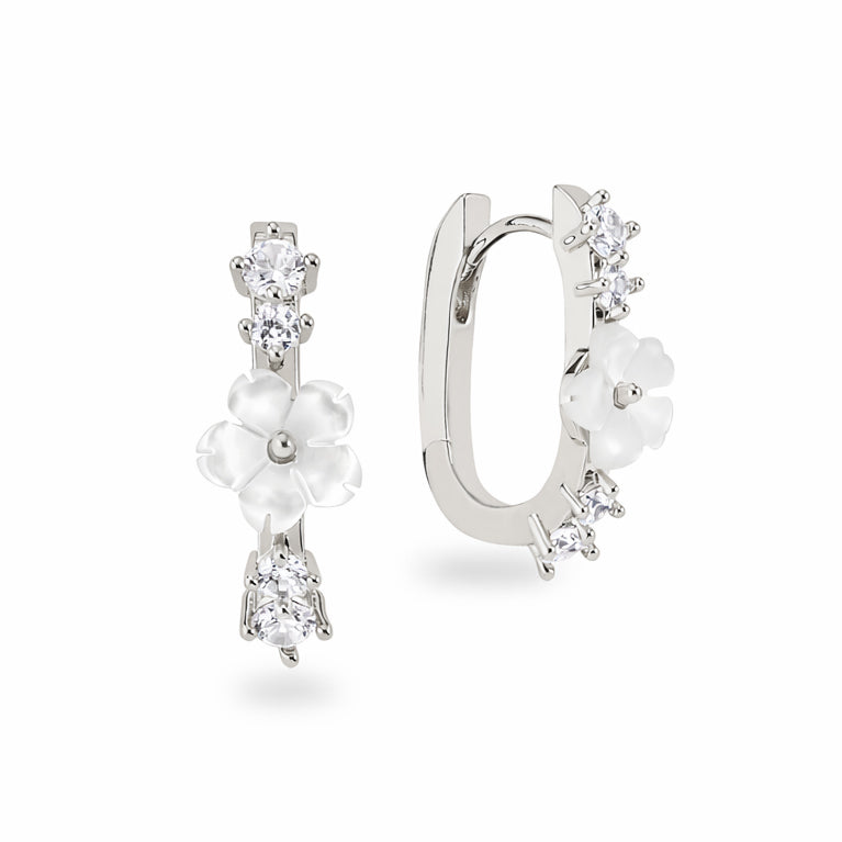 Créoles Fleur de Printemps Argent