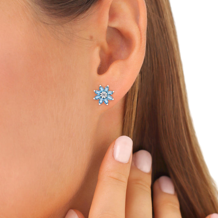 Boucles d'oreilles Blue Flower, S925