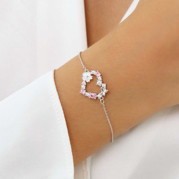 Bracciale con cuore scintillante Argento, S925