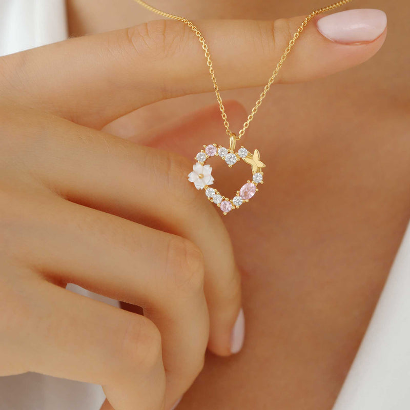 Collier Sparkling Heart Golden, S925