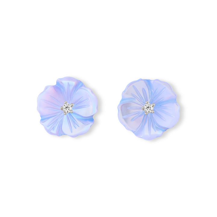 Boucles d'oreilles Fleur Bleue, S925