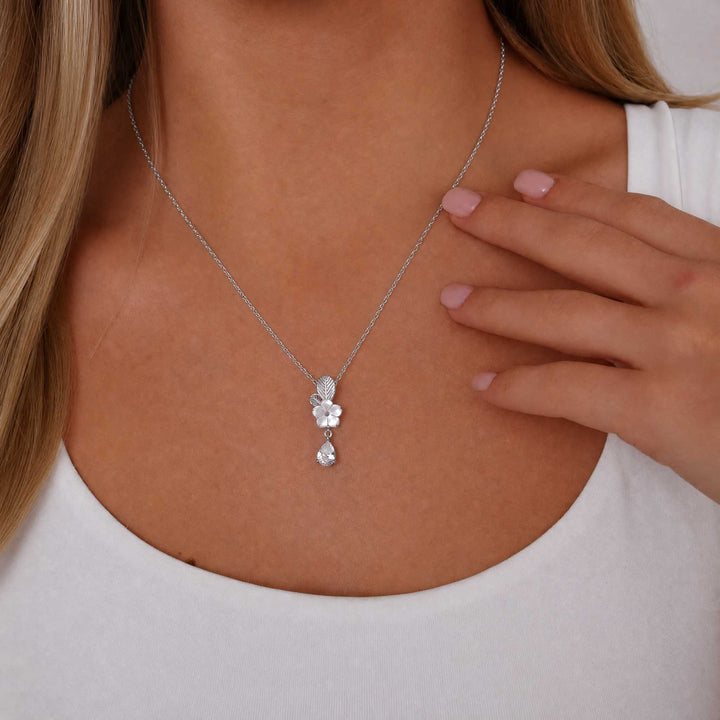 Collier Leaf Drop, argent