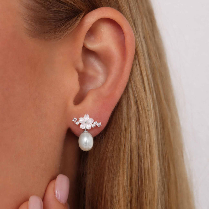 Sparkle Pearl Earrings Silver