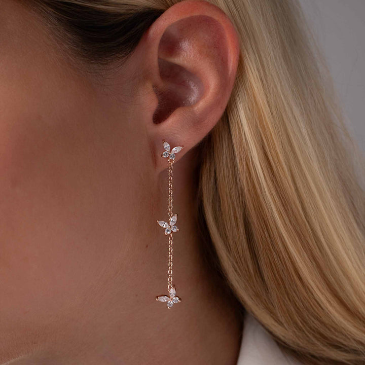 Boucles d'oreilles pendantes papillon