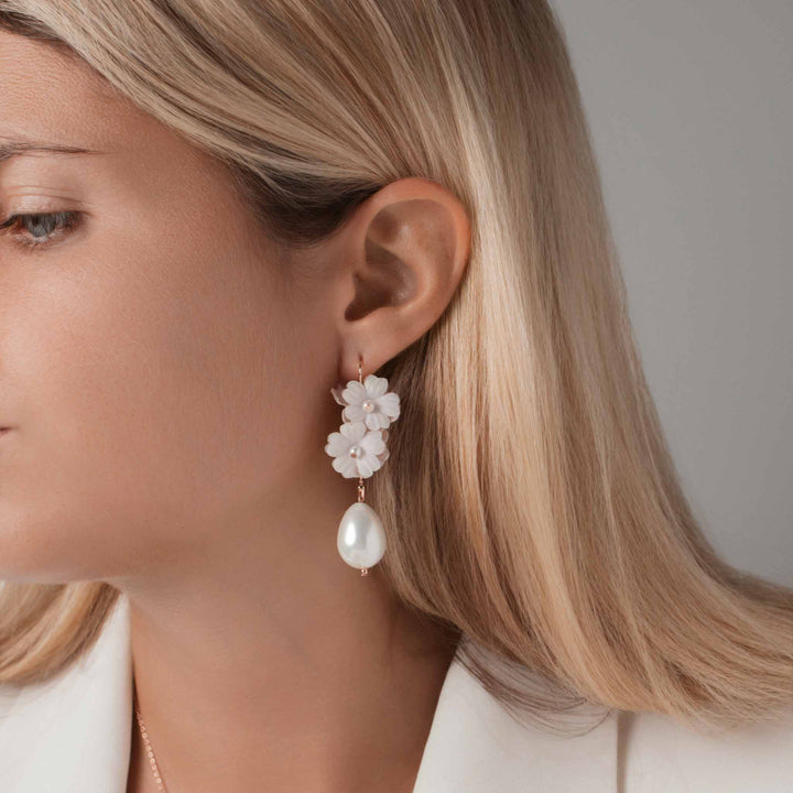 Boucles d'oreilles Douce Fleur et Perle