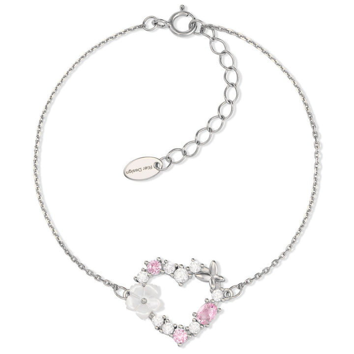 Bracciale con cuore scintillante Argento, S925