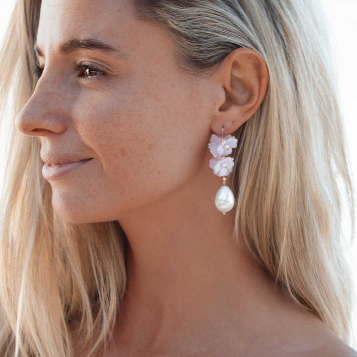 Boucles d'oreilles Douce Fleur et Perle