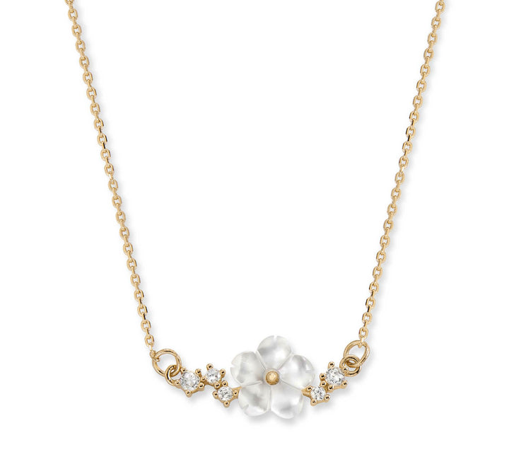 Gold Sparkle Flower Necklace, S925