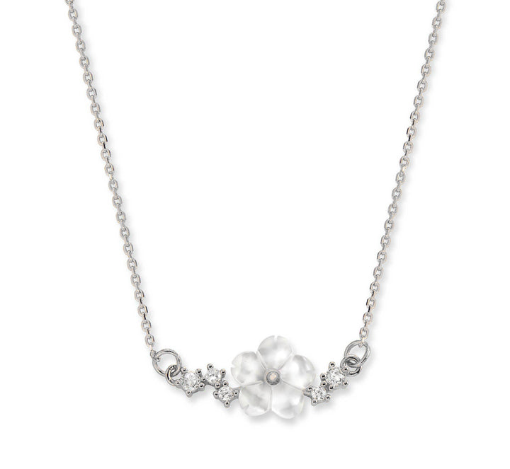 Silver Sparkle Flower Necklace, S925