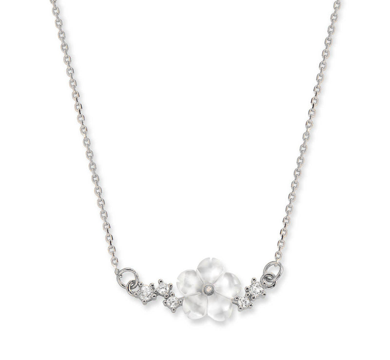 Silver Sparkle Flower Necklace, S925