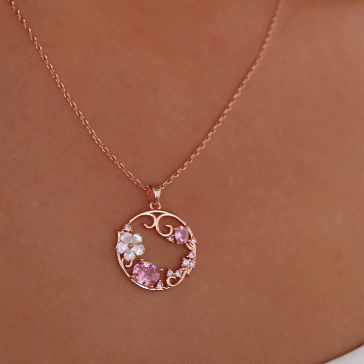 Blush Bloom Circle Necklace