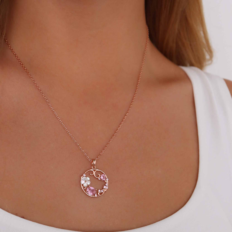 Blush Bloom Circle Necklace