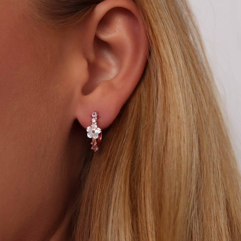 Spring Floral Blush Hoops