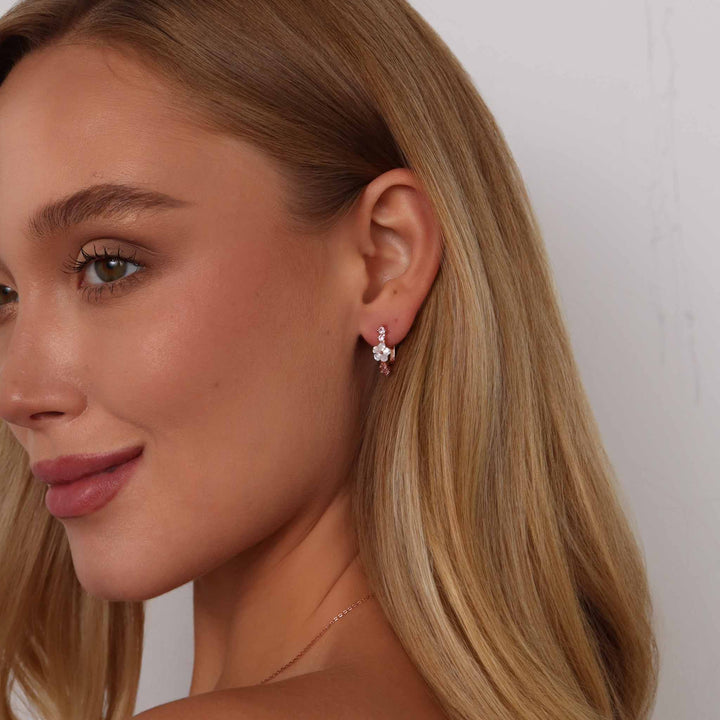 Spring Floral Blush Hoops