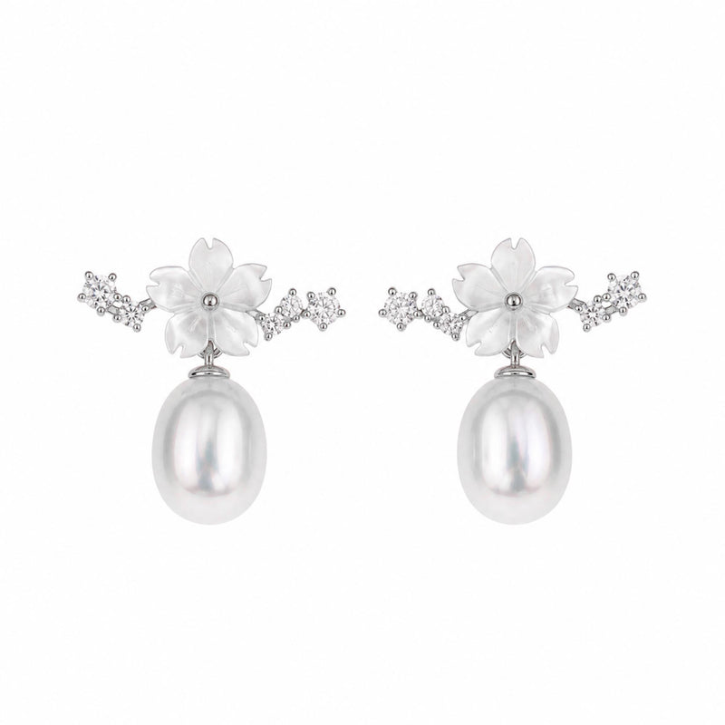 Sparkle Pearl Earrings Silver