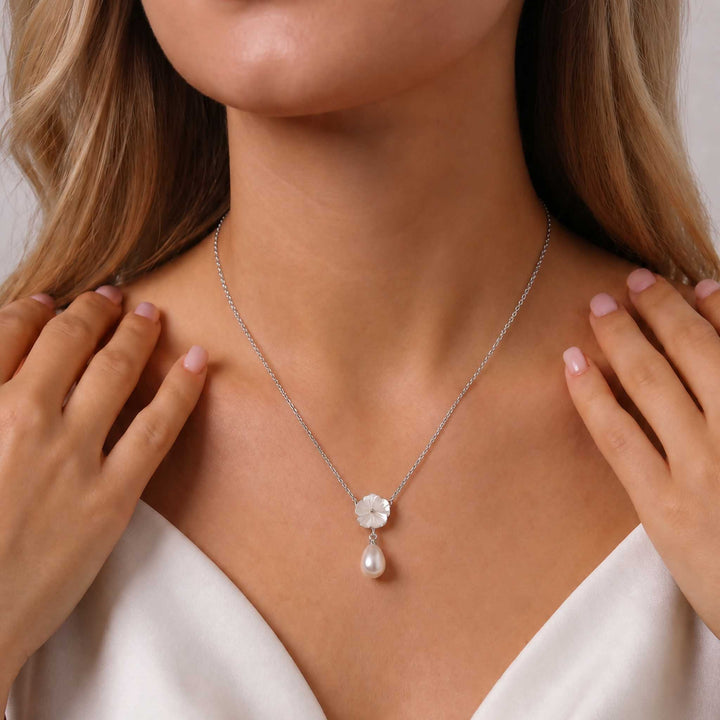 Collier Pearl Drop Argent