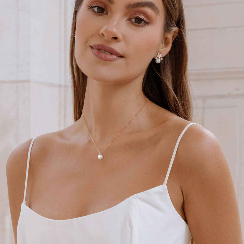 Rose Gold Pearl Necklace, S925