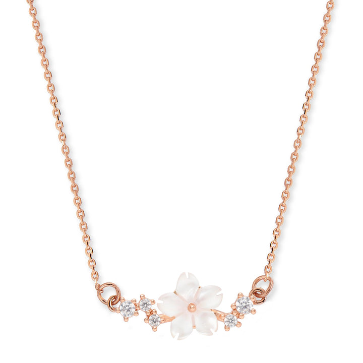 Sparkle Flower Necklace - Rose Gold