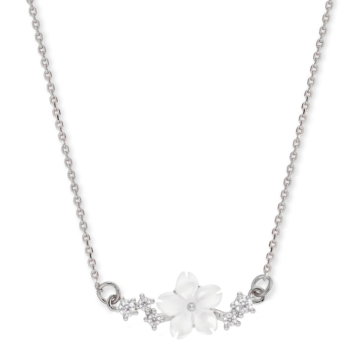 Sparkle Flower Necklace - Silver