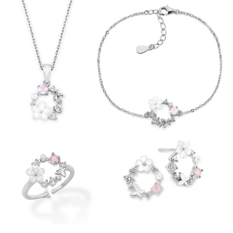 Set di fiori primaverili, argento S925