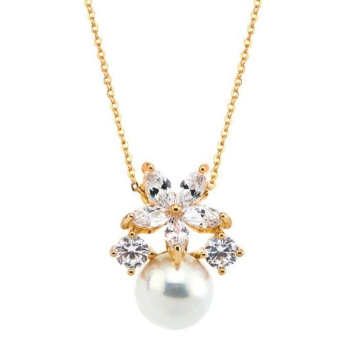 Collana floreale con perle, oro S925