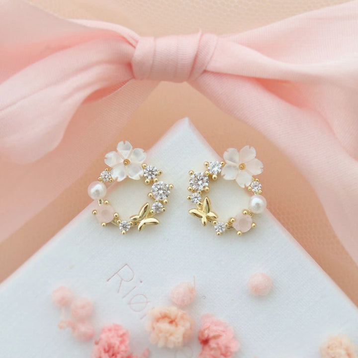 Boucles d'oreilles Fleurs de Printemps or